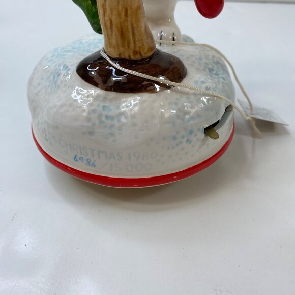 Schmid Peanuts Snoopy Oh Christmas Tree 1980 Musical Figurine First Limited - Picture 6 of 10